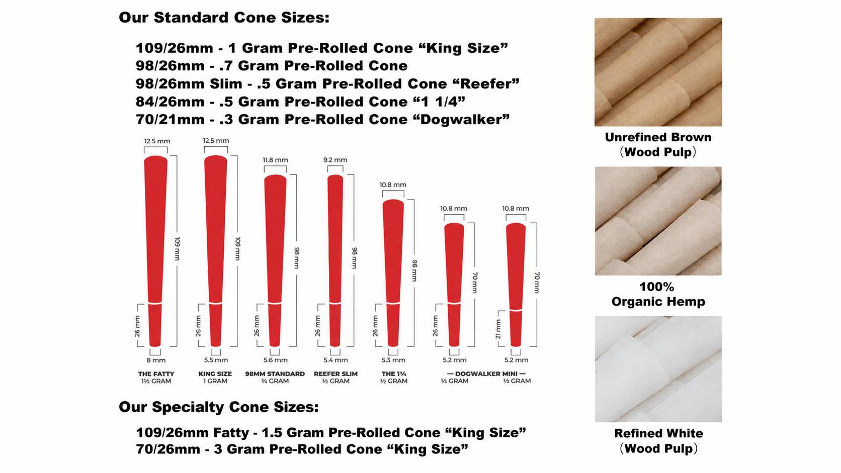 109mm pre-roll cone with paper tip